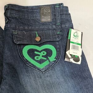 Luxinie Women's Boot Cut Jeans Green Accent Pockets